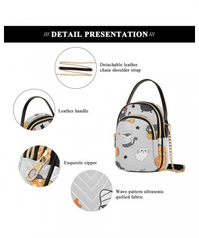 Halloween Ghost Cat Crossbody Bags for Women Crossbody Bag Hand Bag with Chain Strap for Travel Daily Use $15.33 Crossbody Bags