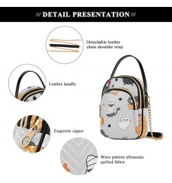 Halloween Ghost Cat Crossbody Bags for Women Crossbody Bag Hand Bag with Chain Strap for Travel Daily Use $15.33 Crossbody Bags