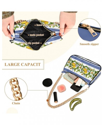 Lemons Shoulder Bag for Women Fabric Crescent Handbag with Zipper Chain Clutch Purses for Concert Teen Girls Travel Party $17...