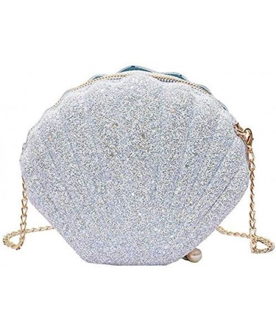 Women Girls Little Mermaid Seashell Purse -Body Shoulder Bags Glitter Sequins Chain Evening Purse, White $8.28 Shoulder Bags