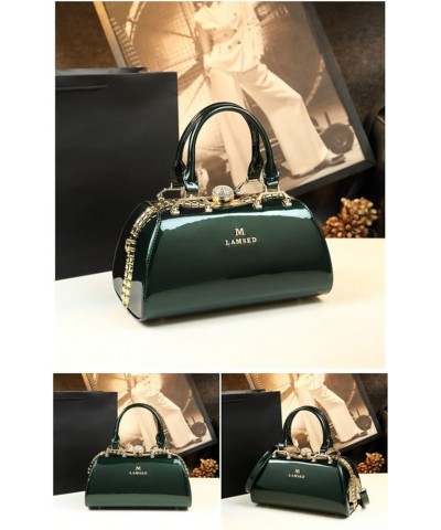 Fashion Leather Women's Top Handle Satchel Crossbody Handbags Crystal Evening Bag Purses Hard Shoulder Bags Green $39.11 Satc...