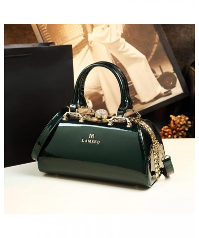 Fashion Leather Women's Top Handle Satchel Crossbody Handbags Crystal Evening Bag Purses Hard Shoulder Bags Green $39.11 Satc...