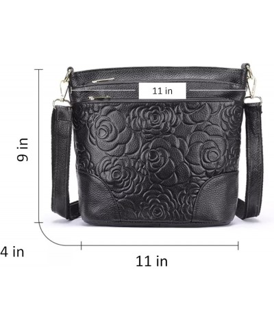 Women Genuine Leather Shoulder Bag Floral-Embossed Crossbody Bag Handbag Purse for Women F4. Floral-embossed Plum Purple $19....