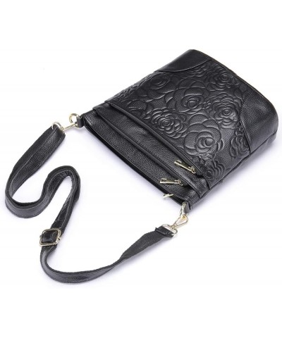 Women Genuine Leather Shoulder Bag Floral-Embossed Crossbody Bag Handbag Purse for Women F4. Floral-embossed Plum Purple $19....