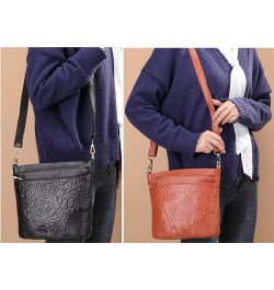 Women Genuine Leather Shoulder Bag Floral-Embossed Crossbody Bag Handbag Purse for Women F4. Floral-embossed Plum Purple $19....