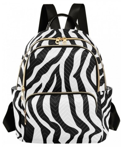 Mini Backpack Purse for Women Lightweight Girls Small Size Animal Zebra Print White Stripe School Teens College Traveling Sma...