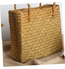 2pcs Knit Tote Bag Straw Travel Beach Bag Women Straw Bag Yellow Handbag Book Tote Bag for Women Travel Tote Bag for Women Pu...