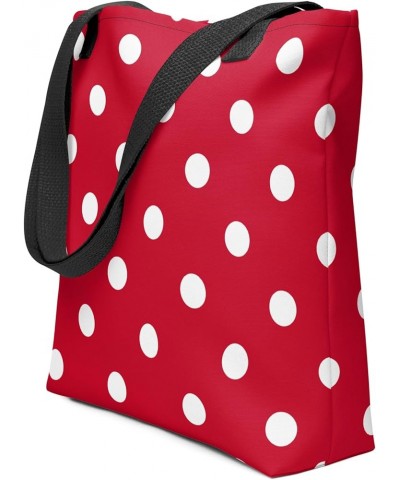 Women's Modern Chic Design Printed Tote: Choose Handles, Strong 44LB Capacity, Modern Boho Tote Red Polka - Black Handle $17....