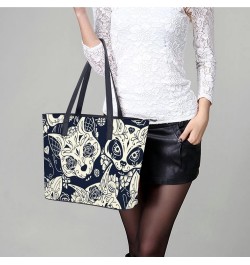 Womens Handbag Cat And Skull Leather Tote Bag Top Handle Satchel Bags For Lady $17.84 Totes