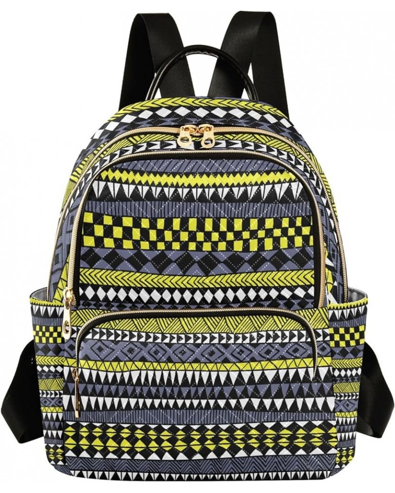 Tribal Ethnic Stripes Bohemian Colorful Backpack Purse for Women, Anti Theft Backpack Lightweight Small Travel Backpack Shoul...