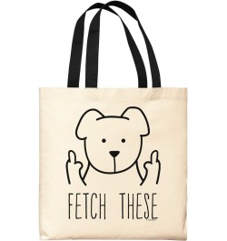 Dog Gifts for Women Fetch These Funny Dog Tote Bag Funny Dog Middle Finger Canvas Tote Bag Black $10.12 Totes