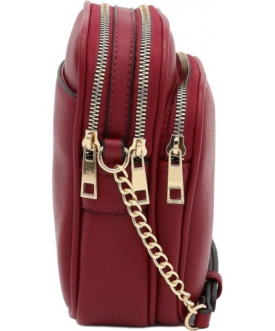 Multi Pocket PU Leather Casual Medium Crossbody Bag with Adjustable Strap Wine $20.37 Crossbody Bags