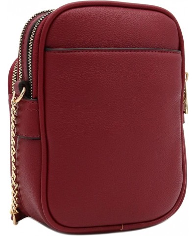 Multi Pocket PU Leather Casual Medium Crossbody Bag with Adjustable Strap Wine $20.37 Crossbody Bags