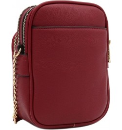 Multi Pocket PU Leather Casual Medium Crossbody Bag with Adjustable Strap Wine $20.37 Crossbody Bags