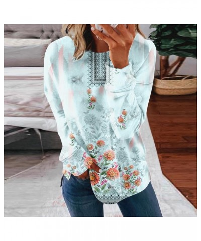 Womens Tops Dressy Casual Long Sleeve Printing Sweatshirts Round Neck Casual Loose T Shirt Comfy Dressy Outfits 5-sky Blue $7...