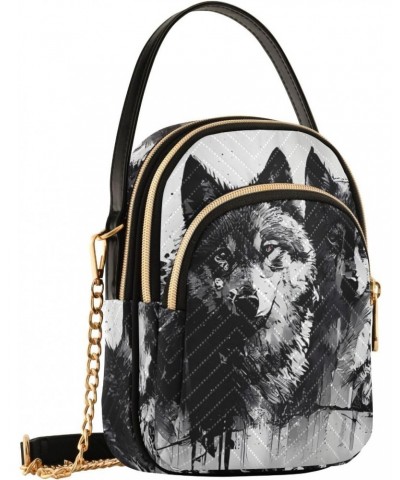 Wild Wolf Pack Crossbody Sling Bags for Women, Compact Fashion Handbag with Chain Strap Top handle for Evening Party Dating T...