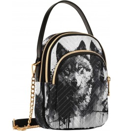 Wild Wolf Pack Crossbody Sling Bags for Women, Compact Fashion Handbag with Chain Strap Top handle for Evening Party Dating T...