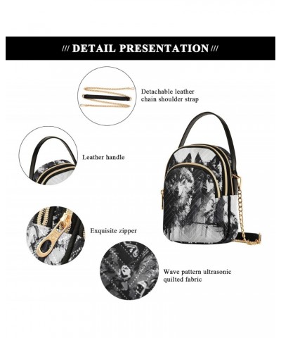 Wild Wolf Pack Crossbody Sling Bags for Women, Compact Fashion Handbag with Chain Strap Top handle for Evening Party Dating T...