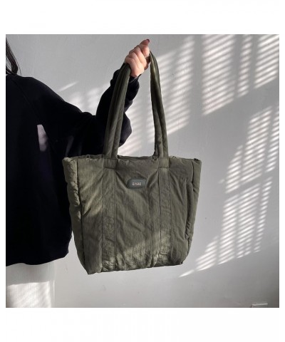 Women Puffer Tote Bag Lar ity Handle Bag Litweit Puffy Shoulr Bag Hobo Bag Green $8.15 Totes