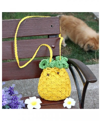 Handbag Cute Straw Crossbody Bag Weave Outdoor Shoulder Bag Mini Phone Purse Pineapple $9.99 Totes