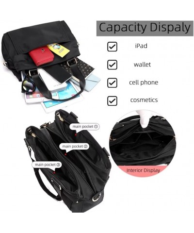 Waterproof Nylon Handbag for Women Multi-pocket Tote Purse Casual Shoulder Bag Roomy Crossbody Bag Top Handle Satchel Black $...