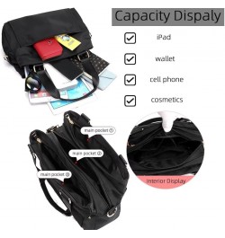 Waterproof Nylon Handbag for Women Multi-pocket Tote Purse Casual Shoulder Bag Roomy Crossbody Bag Top Handle Satchel Black $...