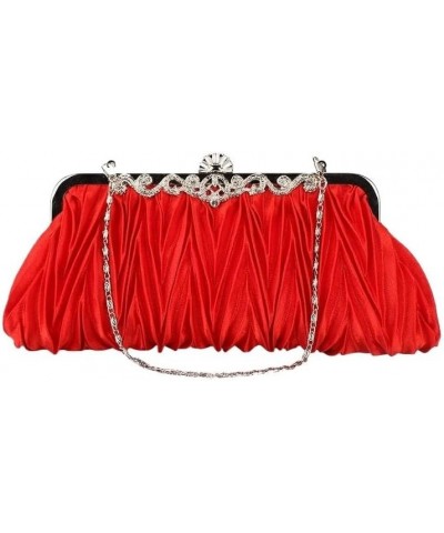 Women's Pleated Dress Bag for Dinner Party and Bridal Events (Color : White) Red $30.79 Shoulder Bags