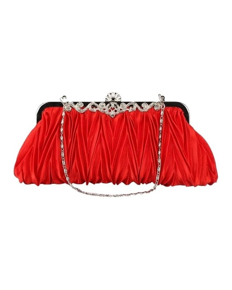 Women's Pleated Dress Bag for Dinner Party and Bridal Events (Color : White) Red $30.79 Shoulder Bags