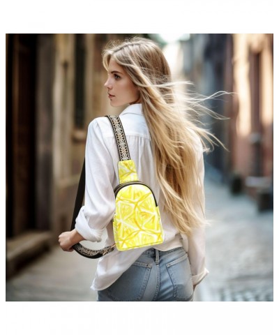 Lemon Yellow Crossbody Sling Bag for Women Men Leather Chest Bags Purse Adjustable Cross Body Daypack for Running Cycling Hik...