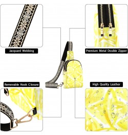 Lemon Yellow Crossbody Sling Bag for Women Men Leather Chest Bags Purse Adjustable Cross Body Daypack for Running Cycling Hik...