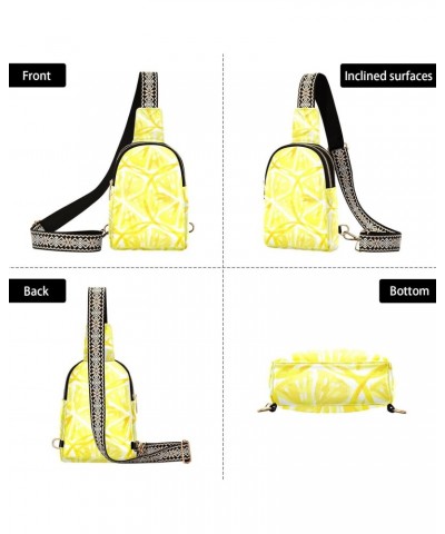 Lemon Yellow Crossbody Sling Bag for Women Men Leather Chest Bags Purse Adjustable Cross Body Daypack for Running Cycling Hik...