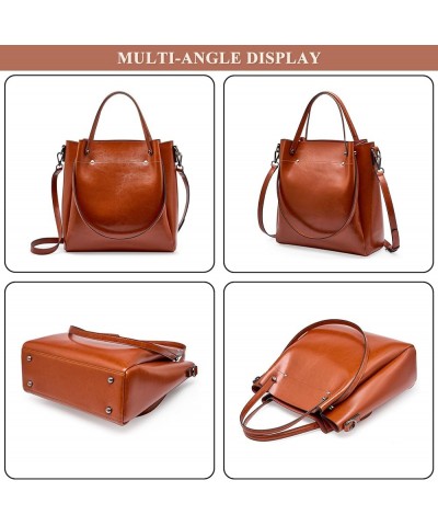 Retro Handbag for Women Genuine Leather Design Satchel Large Capacity Bucket Bag Ladies Daily Casual Work Shoulder Bag A / Br...