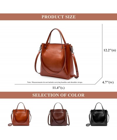 Retro Handbag for Women Genuine Leather Design Satchel Large Capacity Bucket Bag Ladies Daily Casual Work Shoulder Bag A / Br...