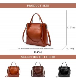 Retro Handbag for Women Genuine Leather Design Satchel Large Capacity Bucket Bag Ladies Daily Casual Work Shoulder Bag A / Br...