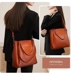 Retro Handbag for Women Genuine Leather Design Satchel Large Capacity Bucket Bag Ladies Daily Casual Work Shoulder Bag A / Br...