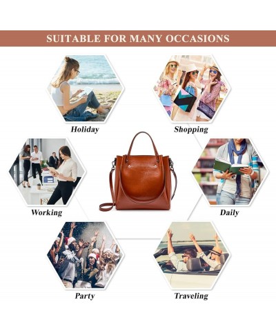 Retro Handbag for Women Genuine Leather Design Satchel Large Capacity Bucket Bag Ladies Daily Casual Work Shoulder Bag A / Br...