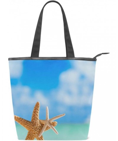 Tote Handbag for Women Tote Bag, Starfish Beach Ocean(f3) Canvas + leather Shoulder Bag, Hobo bag, Satchel Purse(8ue0c) $13.7...