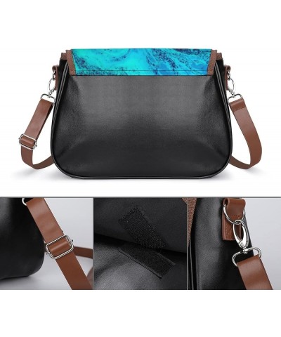 Leather Hobo Bags Women's Crossbody Shoulder Bag Classic City Top Handle Satchels Watercolor Blue Red Color8 $29.49 Crossbody...