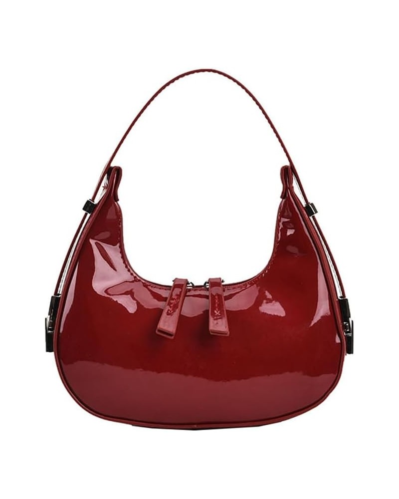 Women PU Evening Handbag Patent Leather Handbag Fashion Candy Color Shoulder Bag Crossbody A-red $13.10 Evening Bags