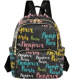 Rainbow Colored Cat Ladies Backpack Purse Quilted Anti Theft Travel Backpack Women's Mini Backpack Hand Drawn Phrase Pattern ...