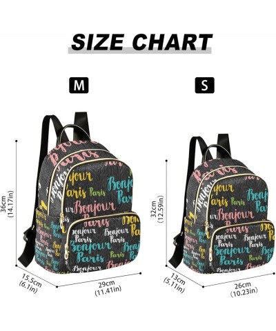 Rainbow Colored Cat Ladies Backpack Purse Quilted Anti Theft Travel Backpack Women's Mini Backpack Hand Drawn Phrase Pattern ...