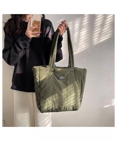 Women Puffer Tote Bag Lar ity Handle Bag Litweit Puffy Shoulr Bag Hobo Bag Green $8.15 Totes