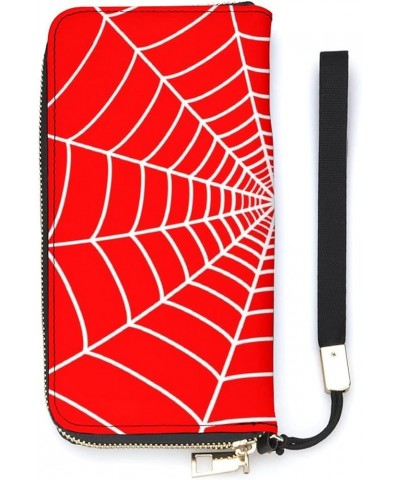 Spider Web Leather Wristlet Clutch Wallet Small Pouch Bag with Strap Leather Wallet Vertical Metal Zipper Style-2 $15.69 Wris...