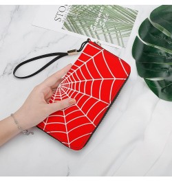 Spider Web Leather Wristlet Clutch Wallet Small Pouch Bag with Strap Leather Wallet Vertical Metal Zipper Style-2 $15.69 Wris...