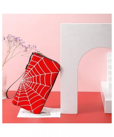 Spider Web Leather Wristlet Clutch Wallet Small Pouch Bag with Strap Leather Wallet Vertical Metal Zipper Style-2 $15.69 Wris...