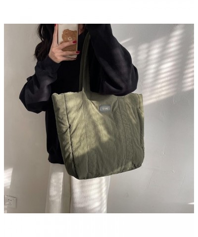 Women Puffer Tote Bag Lar ity Handle Bag Litweit Puffy Shoulr Bag Hobo Bag Green $8.15 Totes