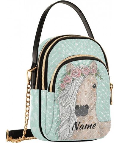 Custom Crossbody Bag for Women, Rainbow Unicorn Phone Purse Detachable Personalized Name Chain Bag Shoulder Handbag Wallet M9...