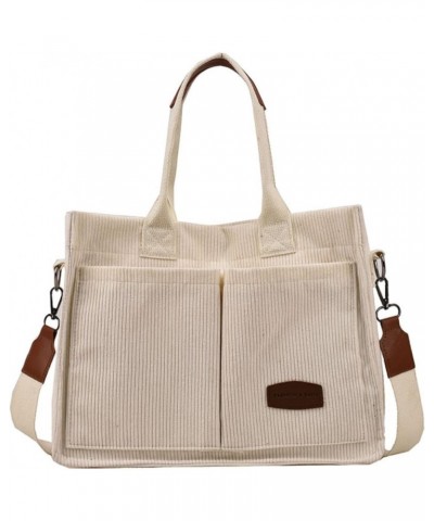 Corduroy Tote Bag for Women Crossbody Bag Casual Shoulder Bags Top Handle Handbag Hobo Tote Bags Purses Large White $16.61 Totes