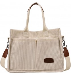 Corduroy Tote Bag for Women Crossbody Bag Casual Shoulder Bags Top Handle Handbag Hobo Tote Bags Purses Large White $16.61 Totes