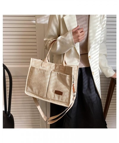 Corduroy Tote Bag for Women Crossbody Bag Casual Shoulder Bags Top Handle Handbag Hobo Tote Bags Purses Large White $16.61 Totes